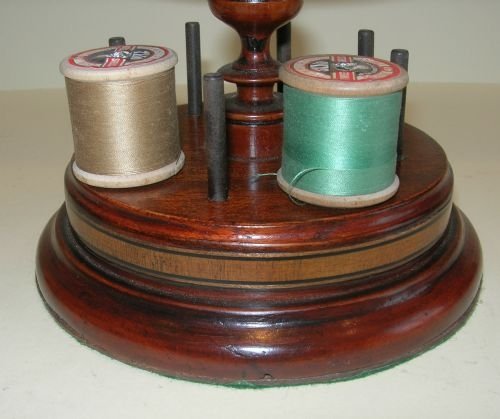 English Victorian Mahogany Sewing Stand - Cotton Spool Holder