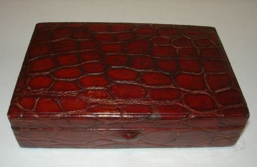 fabulous antique english travel jewelry box c1890 crocodile alligator skin
