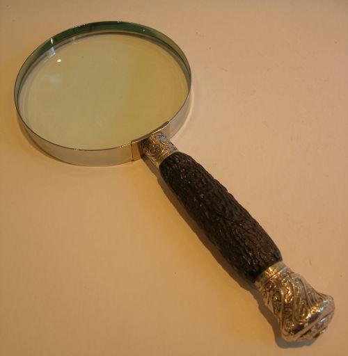 large antler horn handled magnifying glass english art nouveau sterling silver fittings