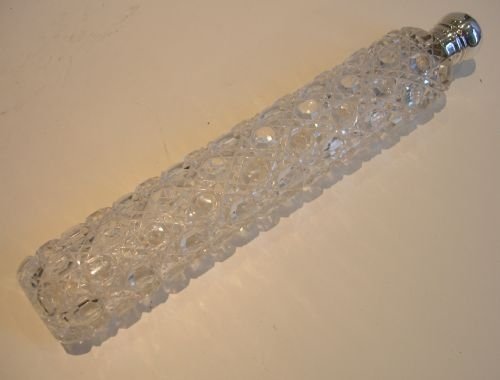 magnificent and elegant tall cut crystal sterling silver scent or perfume bottle