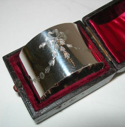 english sterling silver napkin ring original box 1915