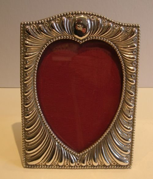 antique english sterling silver photograph frame heart victorian