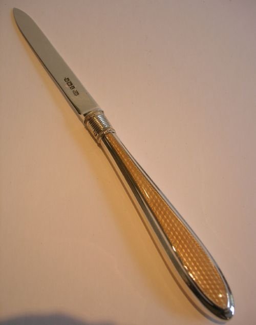 english sterling silver and guilloche enamel letter opener 1911