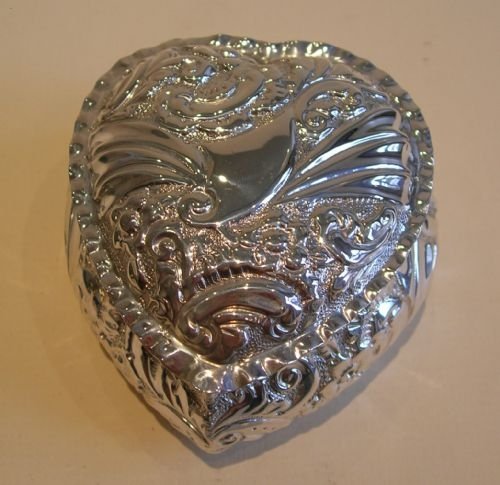 large victorian english sterling silver heart trinket box 1897