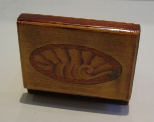 antique english fruitwood four compartment postage stamp box c1900 shell inlay