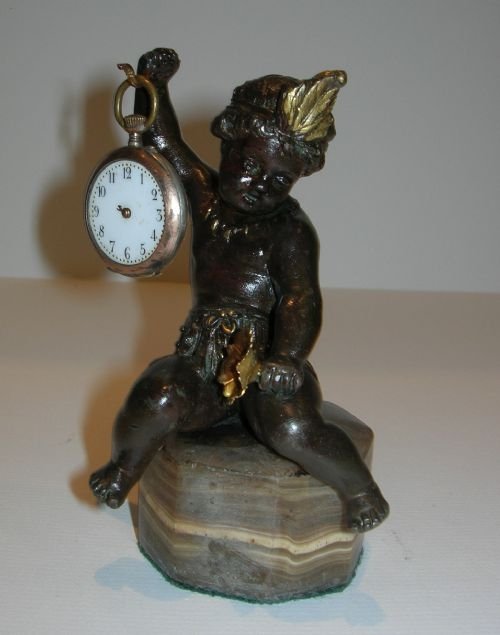 charming antique english pocket watch holder cherub c1880