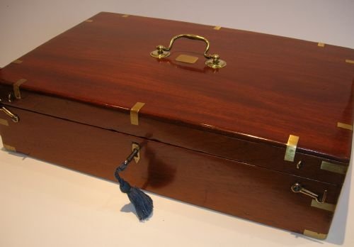 large brass bound mahogany table document box c1840