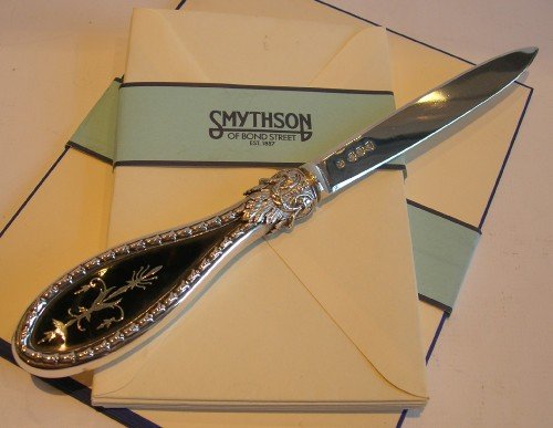 pretty antique english sterling silver and tortoise shell letter opener 1892