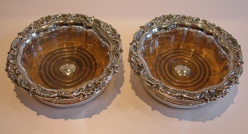 pair antique english old sheffield plate wine coasters by padley parkin co c1850