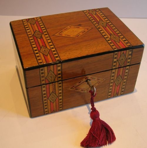 english victorian walnut jewelry box c1860 parquetry inlaid