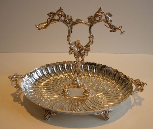 grand antique english silver plated grape stand by james shaw fisher