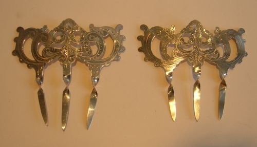 pair large antique english sterling silver hair combs 19067