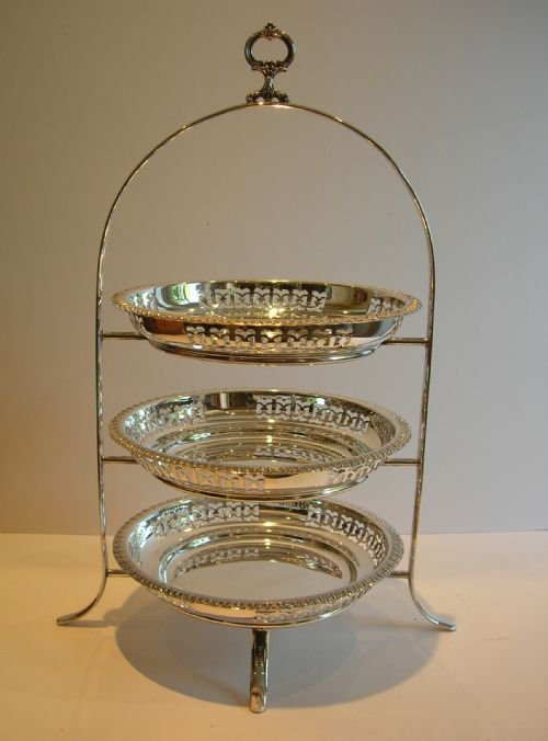 stunning english silver plated cake stand c1910 pierced baskets