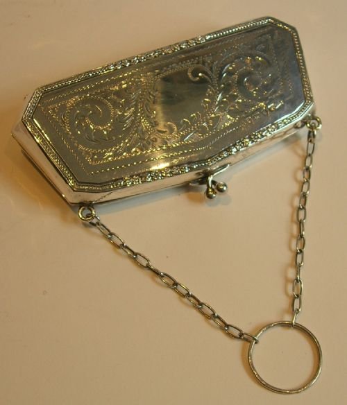 stunning english sterling silver purse 1918