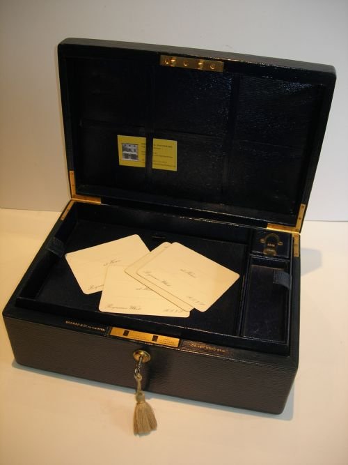 rare colour top notch antique english writing stationery box c1905