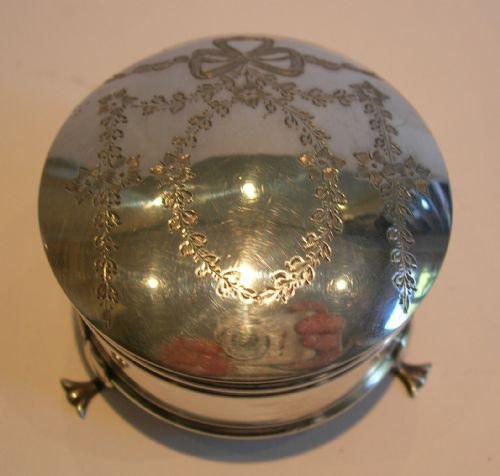 pretty antique sterling silver jewelry trinket box 1909