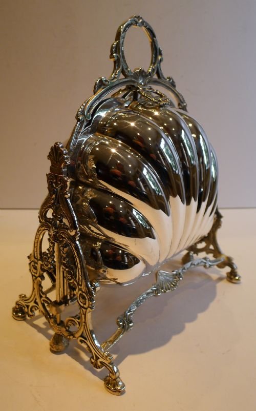 magnificent shell shaped folding biscuit box gilded interior by daniel george collins london