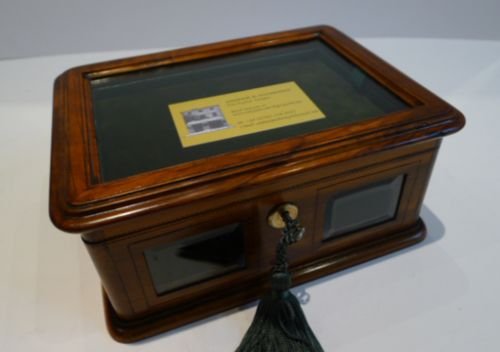 charming antique glazed walnut jewellery box c1880