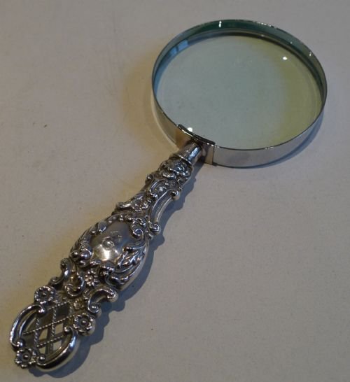 decorative english antique silver handled magnifying glass 1896