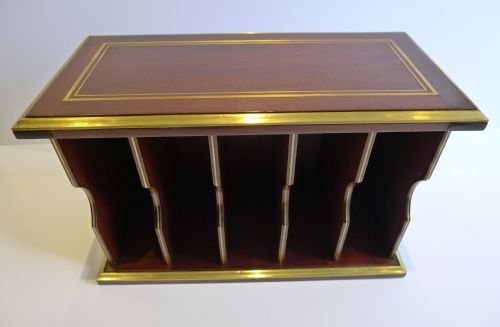 antique french mahogany brass stationery caddy desk tidy c1900