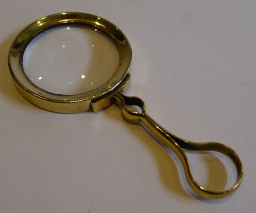 antique english brass magnifying glass c1900