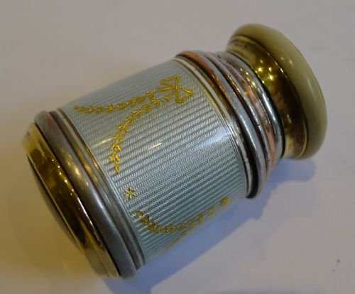 antique english monocular white silver guilloche enamel with gold decoration c1910