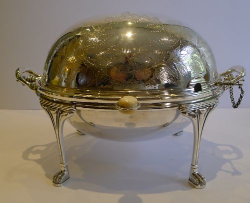 antique english silver plated revolving breakfast serving dish by mappin webb c1890