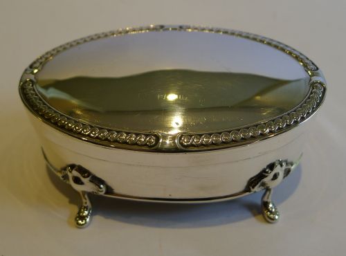 english sterling silver jewellery trinket box birmingham 1917