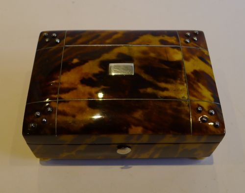 charming english regency tortoiseshell sewing box c1820