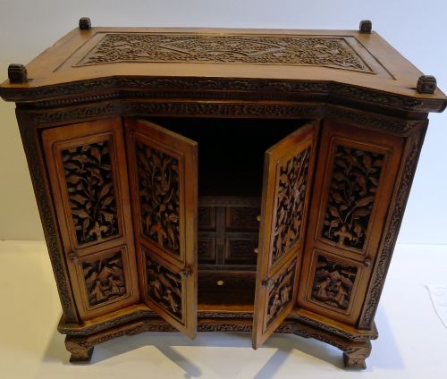 magnificent nineteenth century carved chinese table cabinet c1880