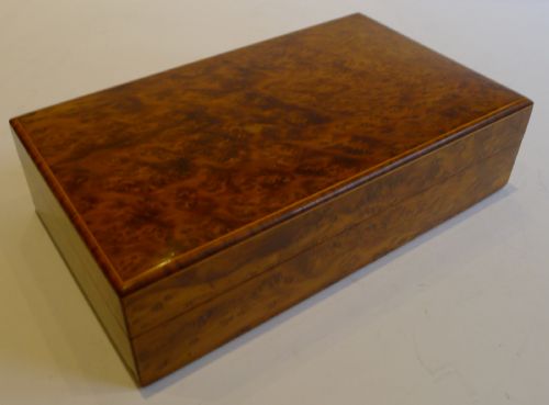 antique english burr cedar desk box c1910