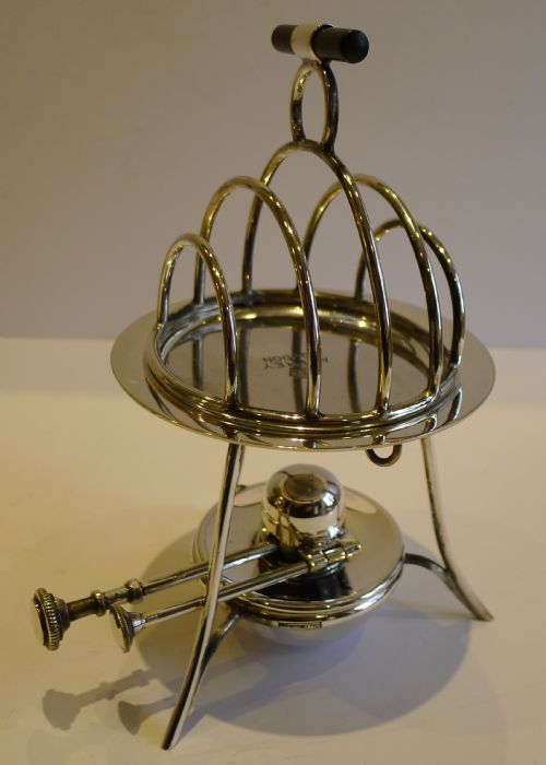 An Unusual Asprey & Co Heated Toast Rack with Hotplate and Burner