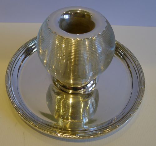 large antique silverplated threaded glass match strike or vesta by mappin webb