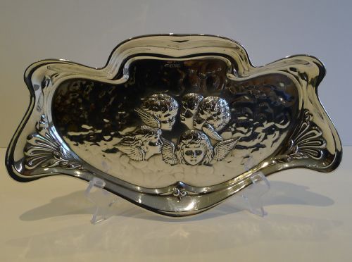 large antique english art nouveau sterling silver tray reynold's angels 1907