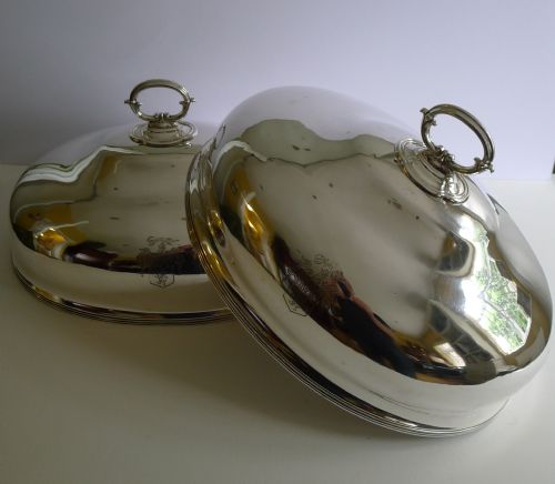 elegant pair antique english old sheffield plate food or meat covers c1820