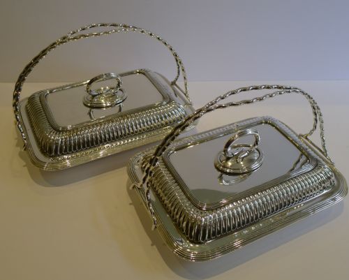 unusual pair antique english entree serving dishes c1900 goldsmith's silversmith's co