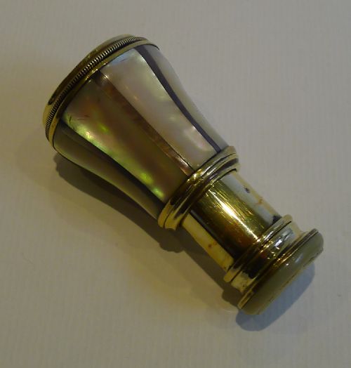 unusual antique mother of pearl abalone shell monocular c1900