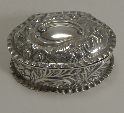 antique english sterling silver pill box 1893