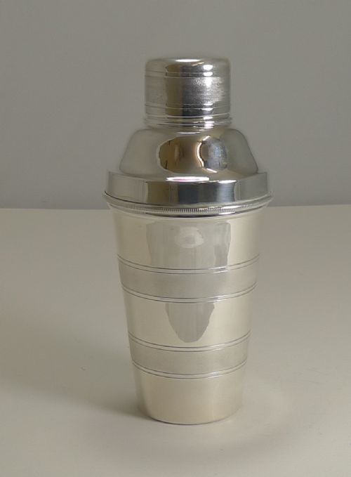 vintage english art deco engine turned cocktail shaker c1930 by mappin webb