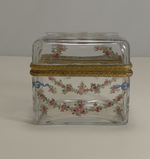 antique french painted crystal box ormolu mounts signed af c1890