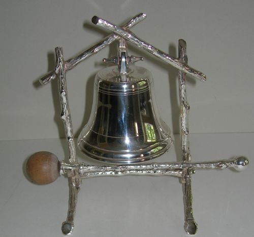 unusual english victorian silver plated bell shaped gong