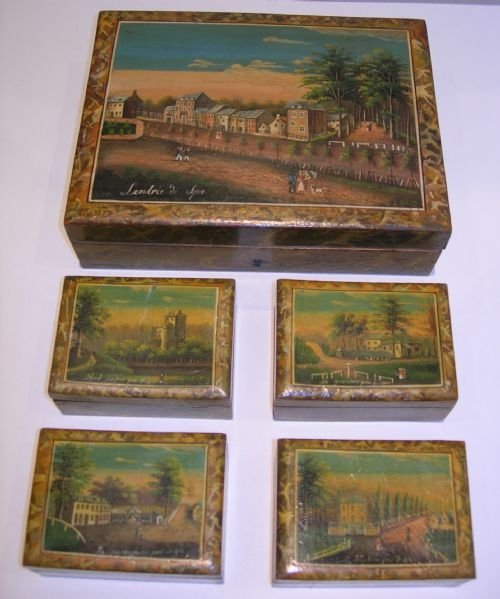 spectacular hand painted spa games counter box c 1800