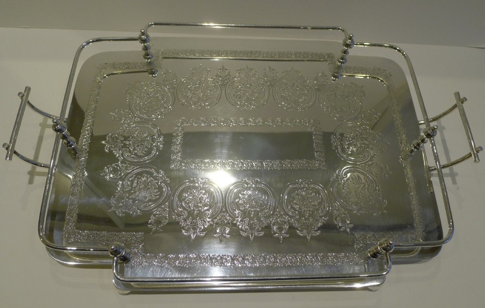 antique scottish silver plated serving tray by arthur co ltd glasgow