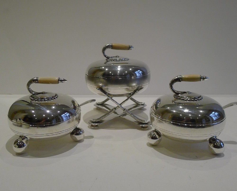 antique english curling stone serving dishes by fenton brothers sheffield
