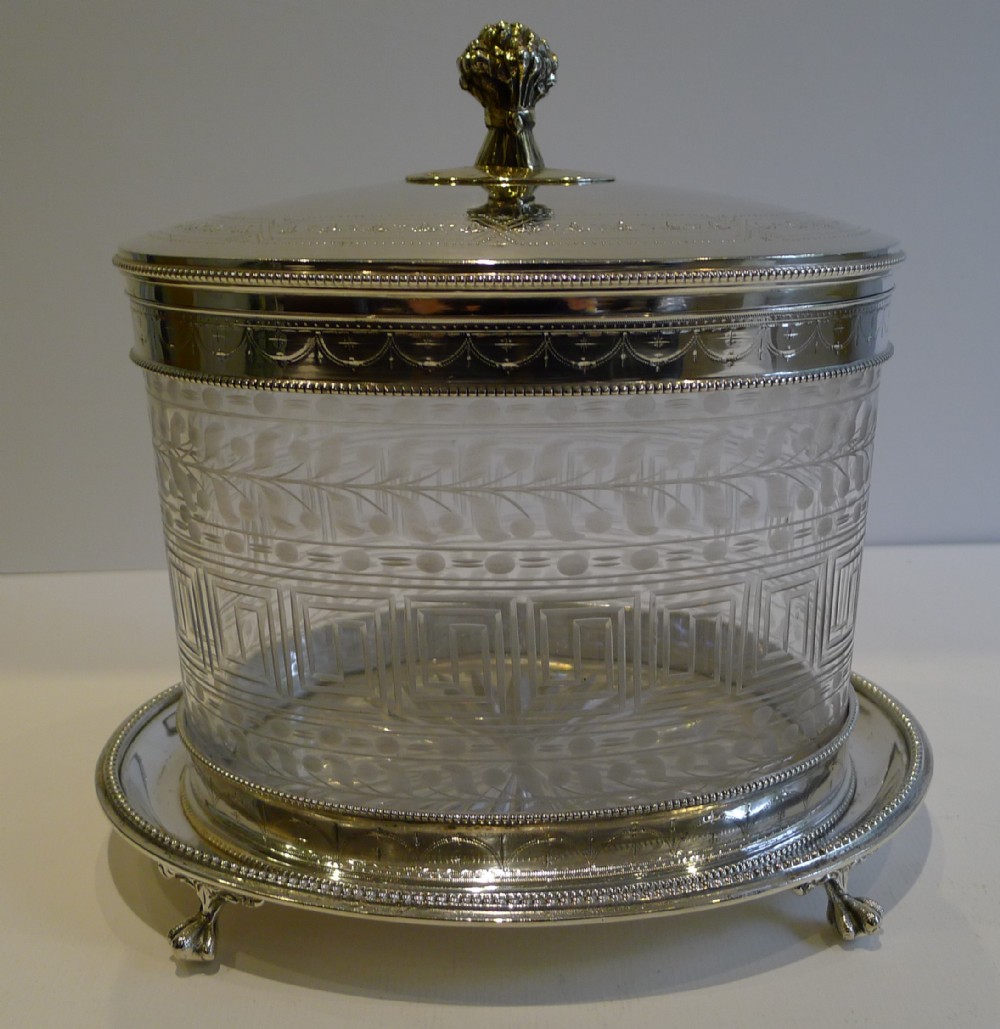 top notch antique english biscuit box by gr collis london c1860