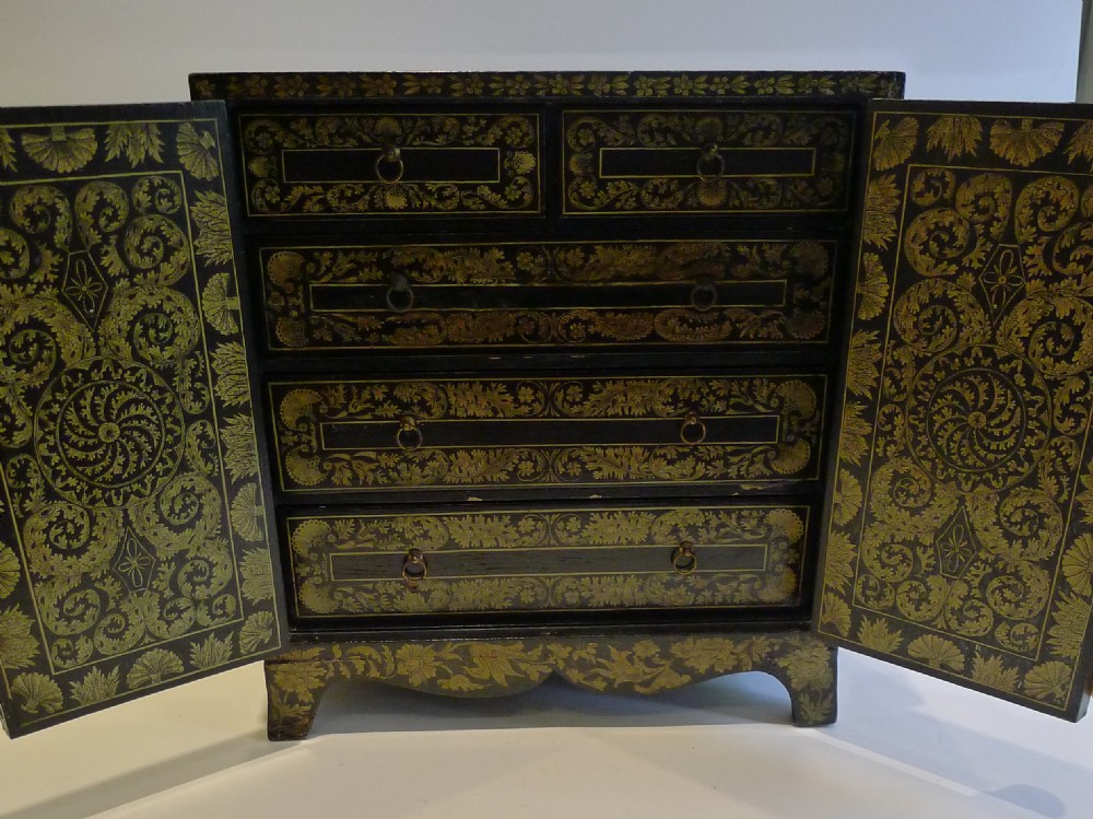 magnificent antique english penwork table cabinet c1790