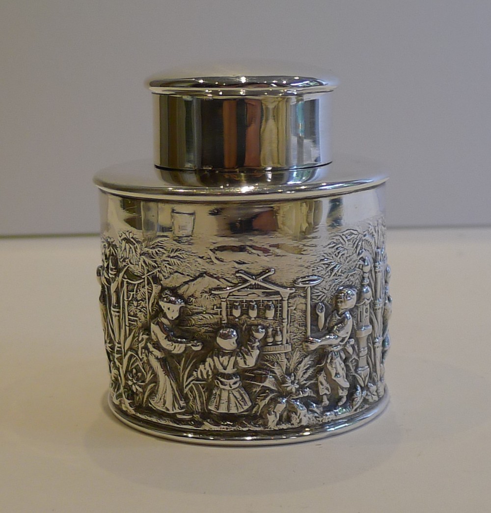charming antique english sterling silver tea caddy 1903