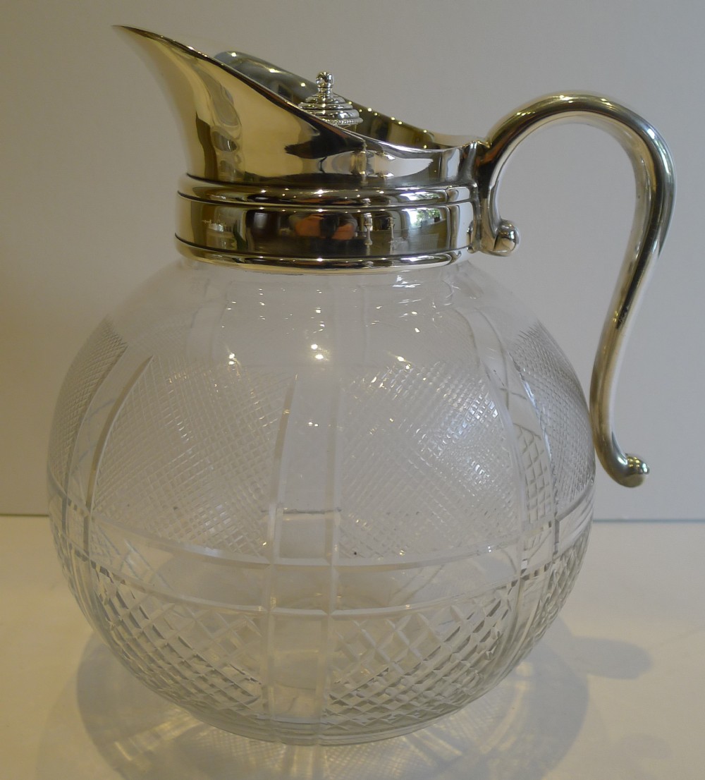 unusual antique english spherical cut glass serving jug pitcher