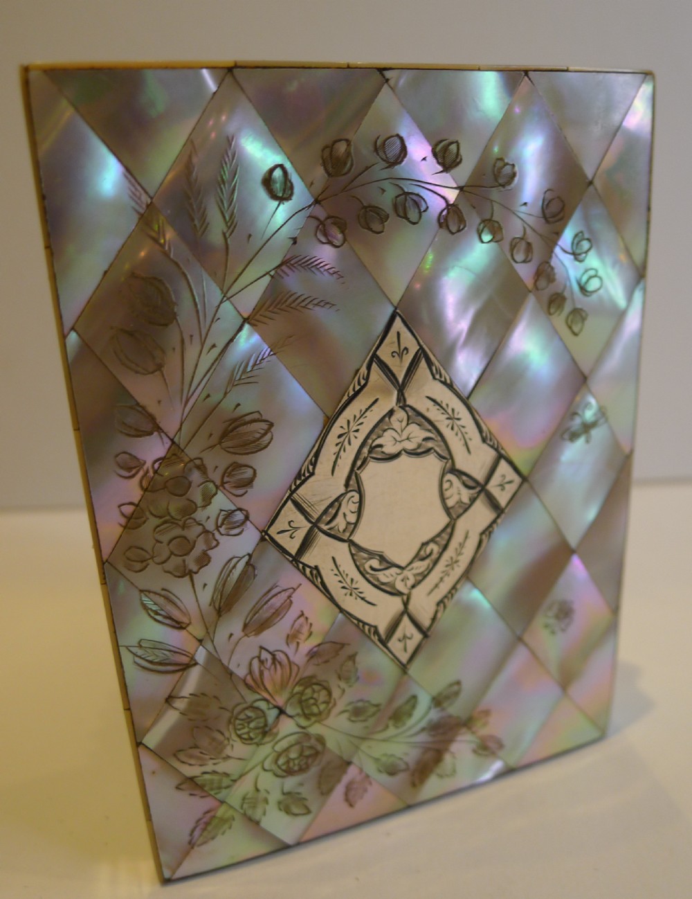 magnificent antique english mother of pearl shell card case