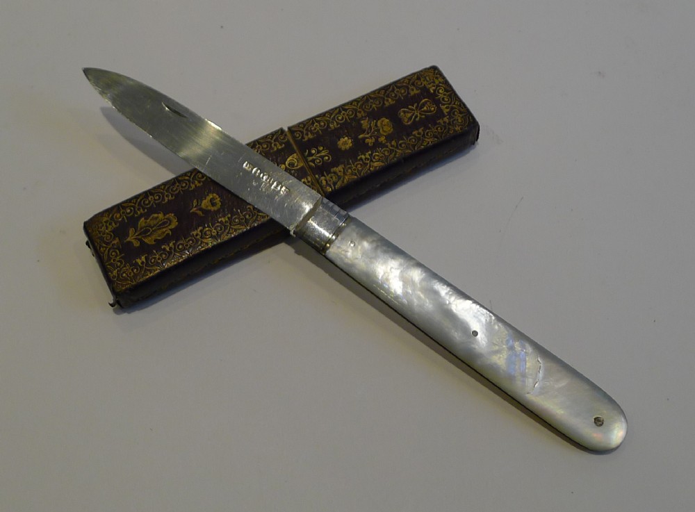antique english sterling silver mother of pearl fruit knife 1832